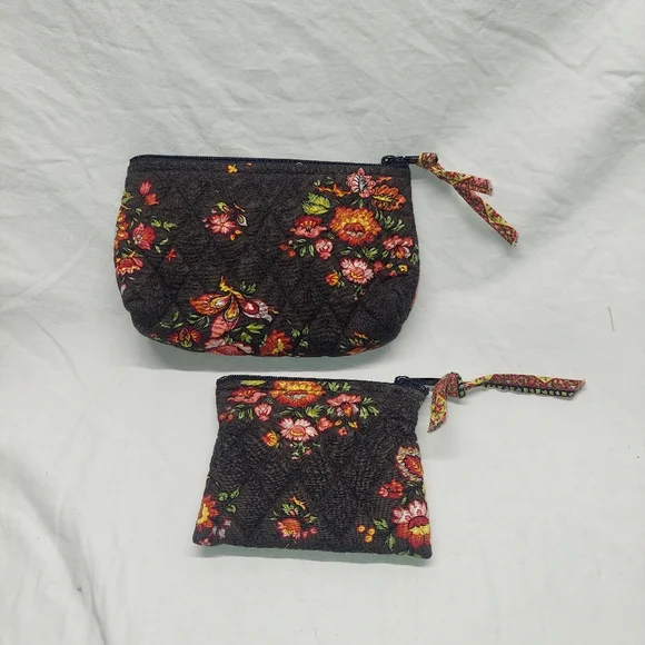 Vera Bradley Makeup Bag & Small Wallet In A Retired "Chocolat" Pattern - Picture 2 of 9